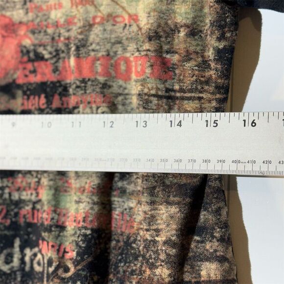 VTG Susan Lawrence Paris Y2K Distressed Graphic Tee Grunge Goth Floral Top PL - Picture 6 of 10